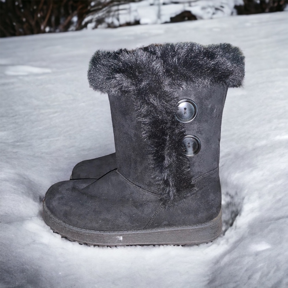 Kohl’s women’s black micro suede mid calf Visit boots platform soles size 8